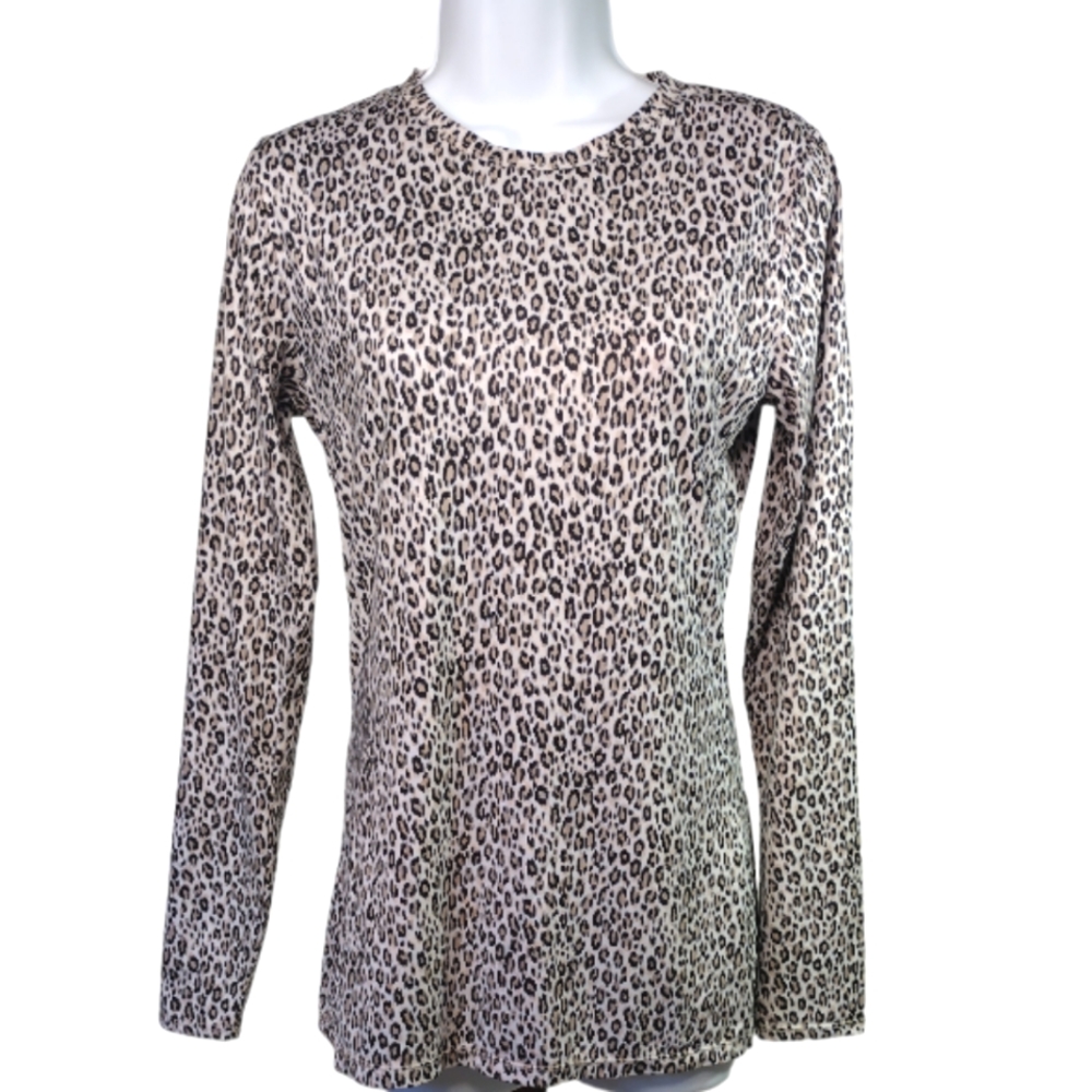 CuddleDuds ClimateRight Long Sleeve | Cheetah Leopard Print | Top | Small
